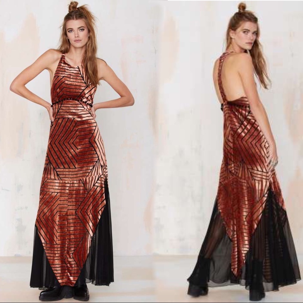 Line&Dot Ziggy burnout velvet striped maxi dress